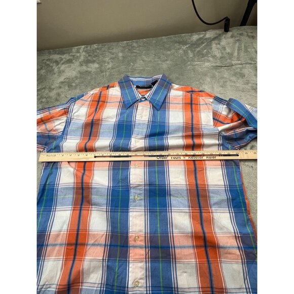 Southpole Signature Series Mens Large Blue & Orange Plaid Long Sleeve Shirt Y2K - Picture 4 of 12